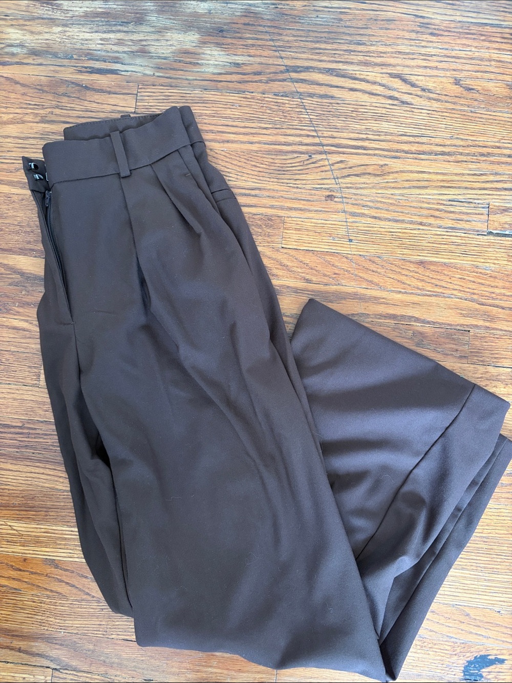 Mango Brown High-Waist Pleated Women's Trousers